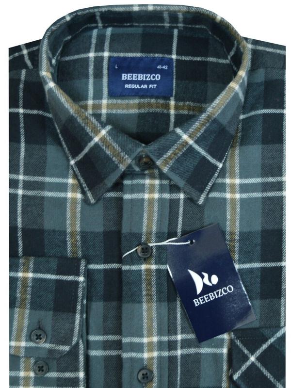 Beebizco Plaid Flannel Shirt Lumberjack Yarn Dyed Check Brushed 100% Cotton Menswear Checkered Checkered 5