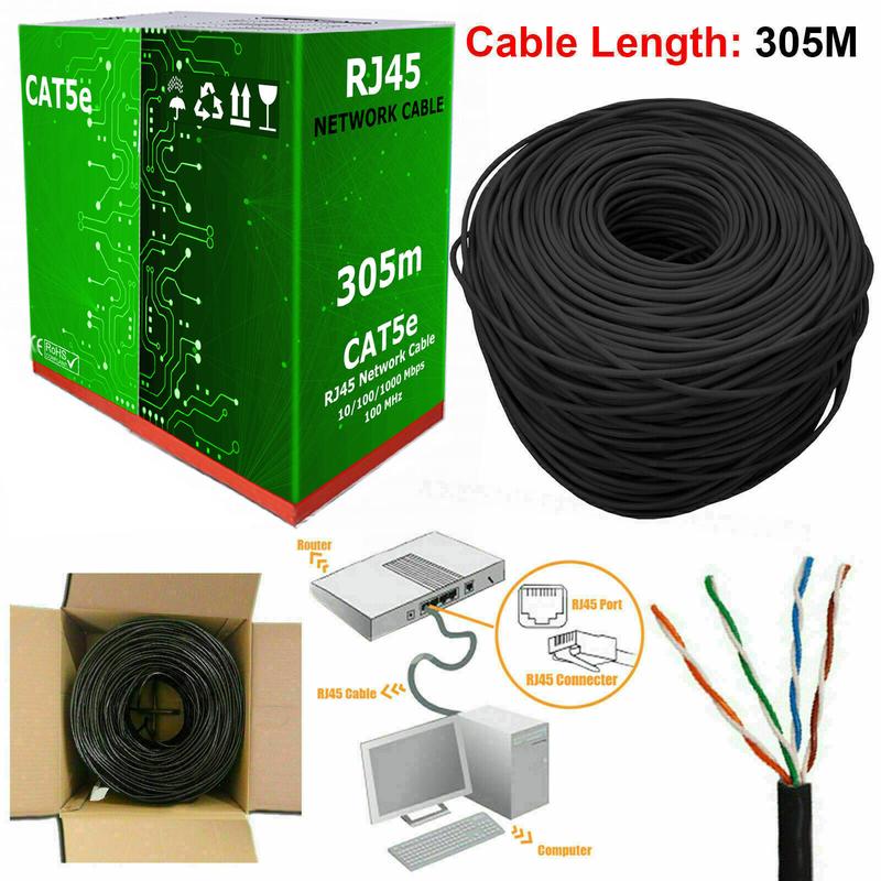 305M RJ45 Outdoor Ethernet Network Patch Cable Roll Reel CAT5e CAT6 Bulk FTP UTP UTP ADSL Internet Lead Outdoor Modem 2