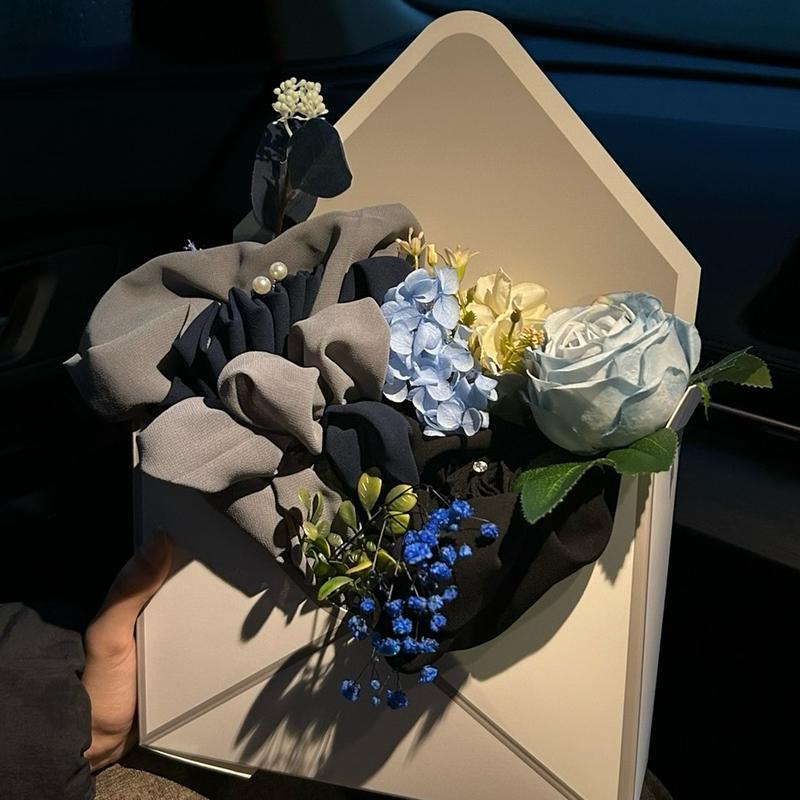 Blue Jersey/Chiffon Envelope Hijab Bouquet Gift 3