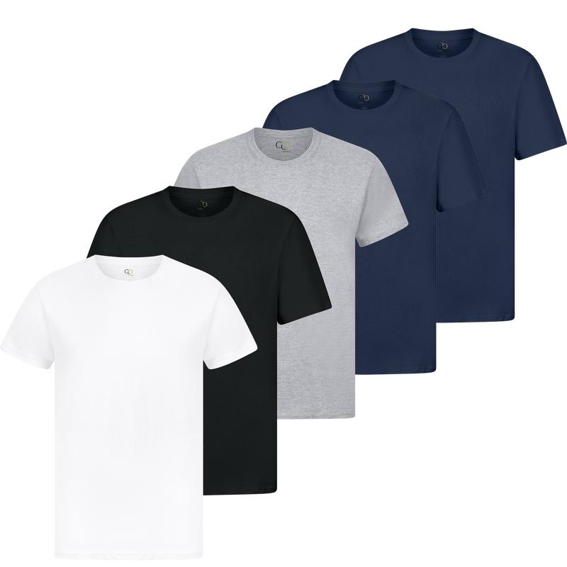 5 Pack Mens T Shirts 100% Cotton Plain Short Sleeve Tee T-Shirt Tops Bulk Menswear Set 4