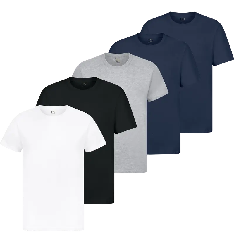 5 Pack Mens T Shirts 100% Cotton Plain Short Sleeve Tee T-Shirt Tops Bulk Menswear Set 4