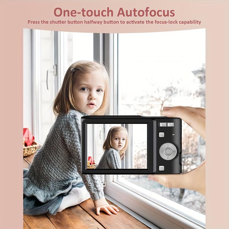 Upgraded Digital Camera, Auto Focus 50 Megapixel FHD 1080P Kids Camera with 16x Zoom Anti-Shake, Compact Camera for Kids Students Children Girls Boys, Kids Camera with 32GB SD Card 6