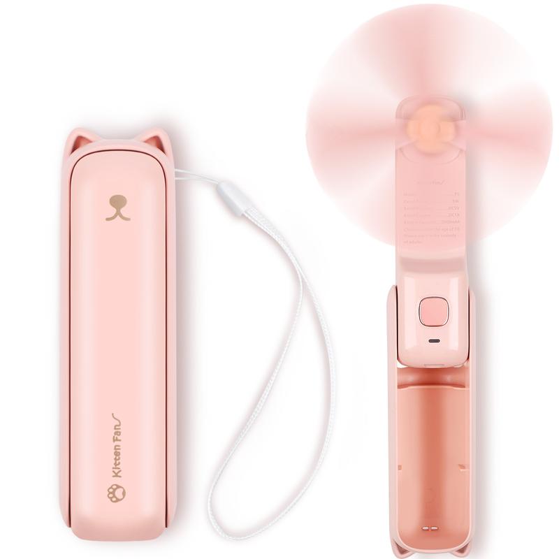 Multipurpose Mini Desk Fan with Flashlight, 24h Long Working USB Rechargeable Folding Pocket Fan for Baby Bedroom Home Night, Mini Handheld Fan Gift For Mom Baby Outdoor Use 0