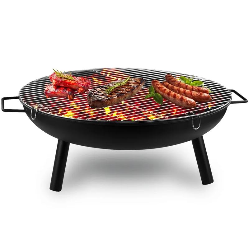 23" Large Round Steel Fire Pit Garden Patio Camping Heater Burner Bowl BBQ Gril Outdoor Fire Pit, Garden Patio Heater Charcoal Log wood Burner for BBQ Camping Picnic Patio Steel Fire Bowl Grill 1