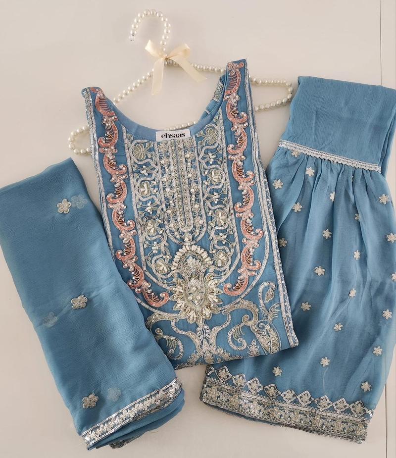 Product Introduction of 3 PC READY TO WEAR CHIFFON GHARARA SUIT Womenswear 2