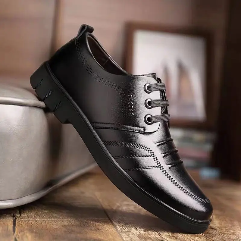 Men's leather shoes breathable men's shoes round head soft sole foreign trade casual shoes work shoes Footwear Boy 5