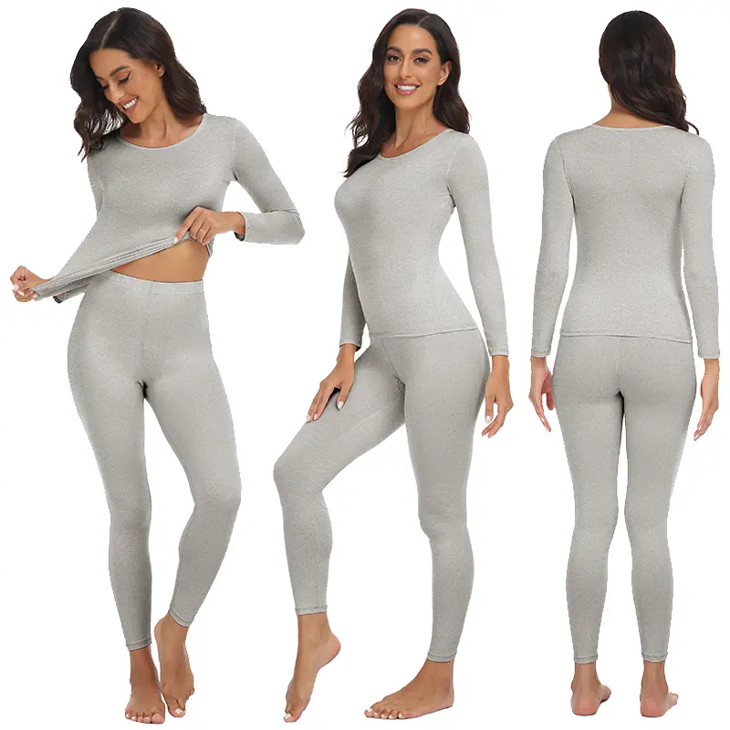 Women Thermal Underwear Set 2 pack Long Johns Ultra Soft Fleece Lined Base Layer Keep Warm Cold Weather Top Bottom﻿ 2