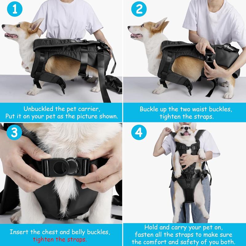 Pet Front Dog Carrier Backpacks, Adjustable Dog Backpack Carrier, Legs Out Easy-fit Dog Chest Carrier for Medium Small Dogs, Hands Free Dog Front Carrier for Hiking, Cycling 4