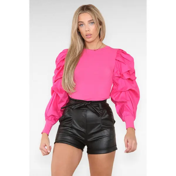 Chic PU Faux Leather Wet Look Belted Shorts with Strap for Trendsetters