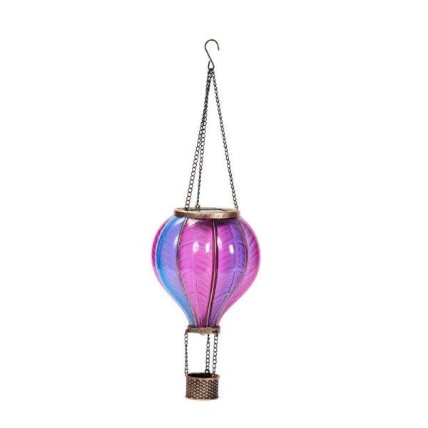 Rainbow OR Fiesta Flaming Balloon Smart Solar Hanging Lantern LED Flickering Flame 5
