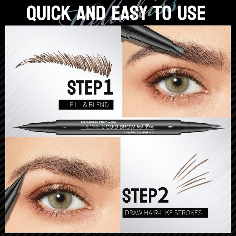 Curved Eyebrow Pen - Eyebrow Pencil, Brow Pencil 2-in-1 Dual-Ended Microblading Eyebrow Pen with Micro-Fork-Tip and Precise Brush-Tip Create Natural Hair-Like Brows, Last All-Day, Blonde 2
