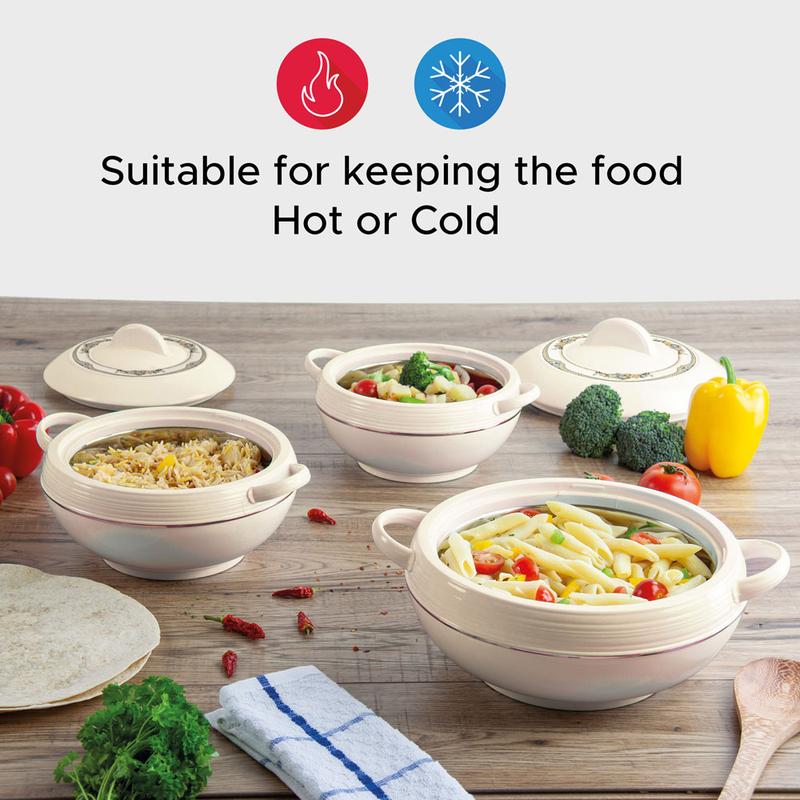 SQ Professional Ambiente Insulated Hot Pot Set 3pc Cookware Stainless Steel Handles Indoor Outdoors Warmer Casserole Set Stove 1