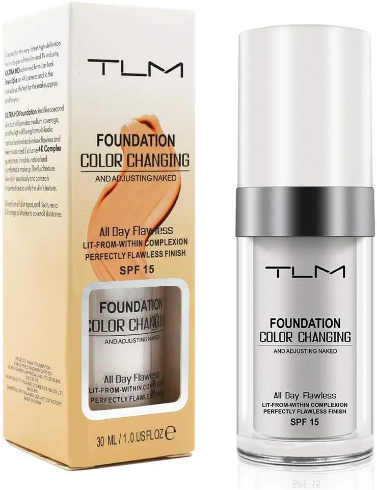 TLM Color Changing Foundation Liquid Base Makeup Naturally Moisturizing Sunscreen Brightening Complexion Concealer Foundation 30ml Cosmetic Moisturize Moisture Moisturizer
