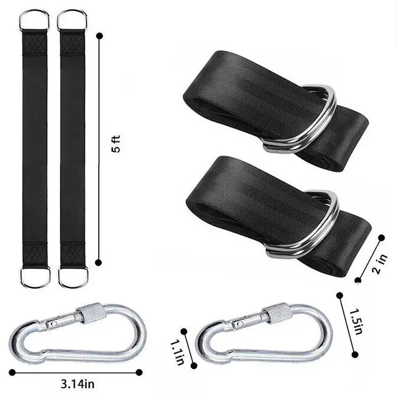 Product Introduction of Swing Hammock Tree Hanging Straps Kit with Hooks and Carabiner for Garden Swing Fittings 4