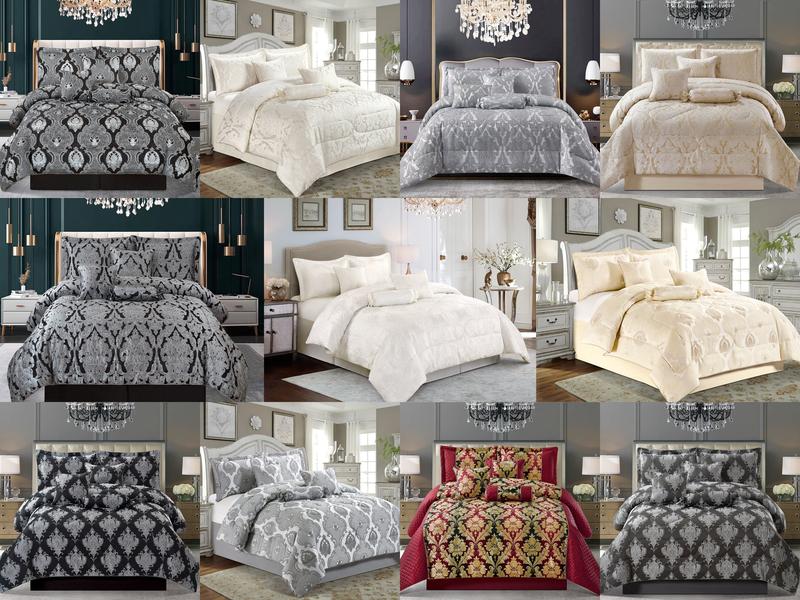 3 Pieces -  7 Pieces  Jacquard Luxury Bedspread Comforter Bedding Set Throw - Ring Top/Eyelet Curtains - sets sofa quilt - Jacquard bedding sets 1