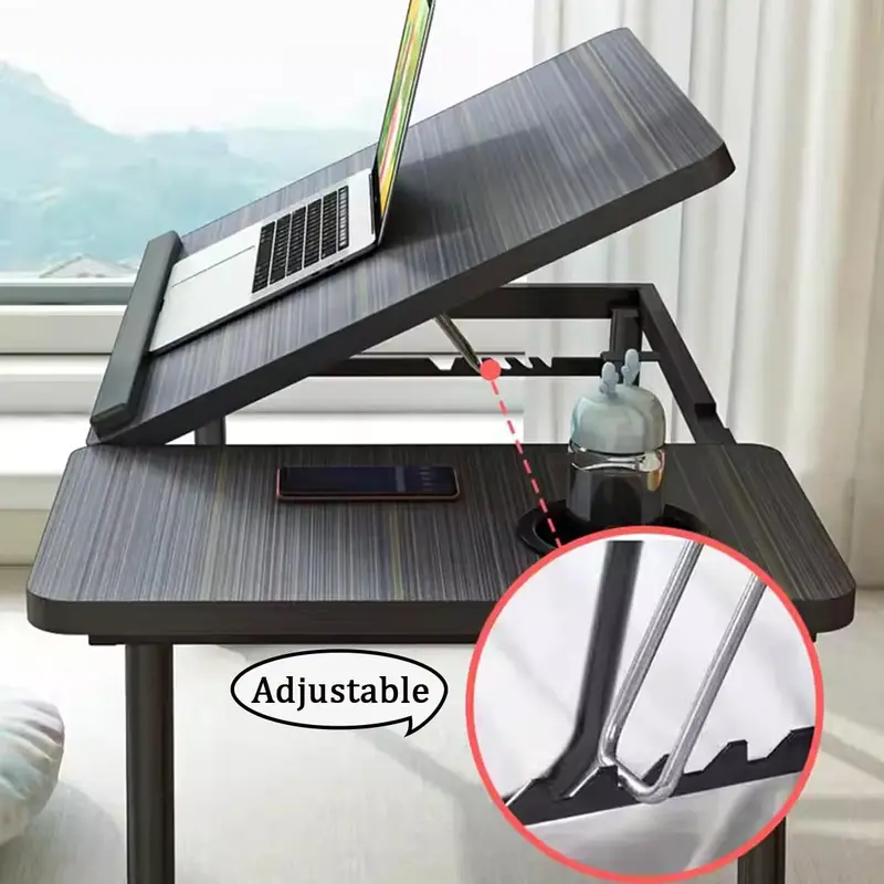 Laptop Bed Table, Bed Desk with Foldable Legs & Cup Slot, Adjustable Trays, Reading Book Holder Notebook Laptop Stand Laptop Tray for Bed, Sofa,Terrace,Carpet, Black furniture table  mountain coffee  tables modern  table portable adjustable  table 4