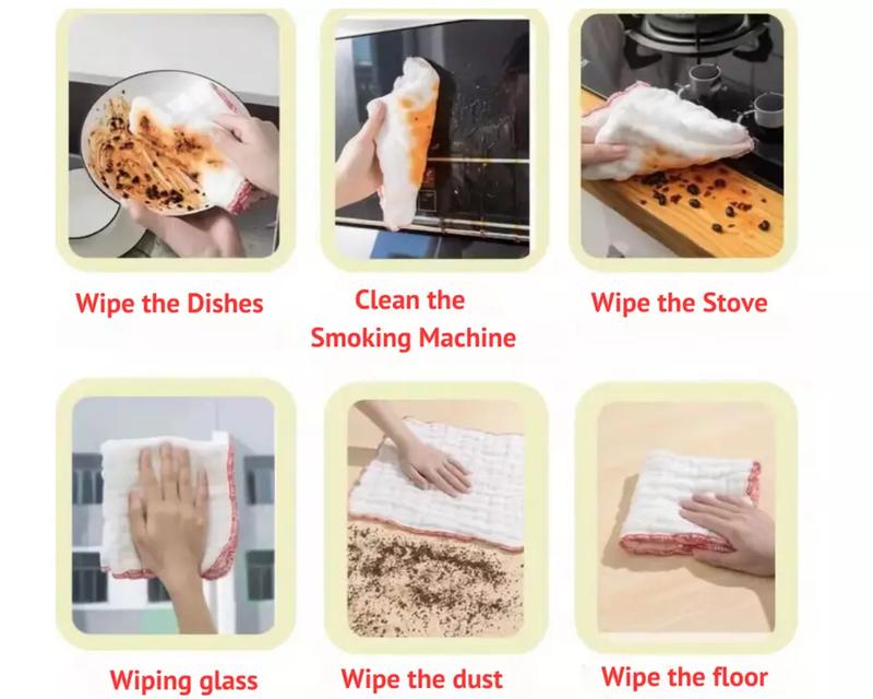 100% Cotton Large Dish Cloth Cleaning Dishes & Surfaces Absorbent Reuseable 10X Household Thick 2