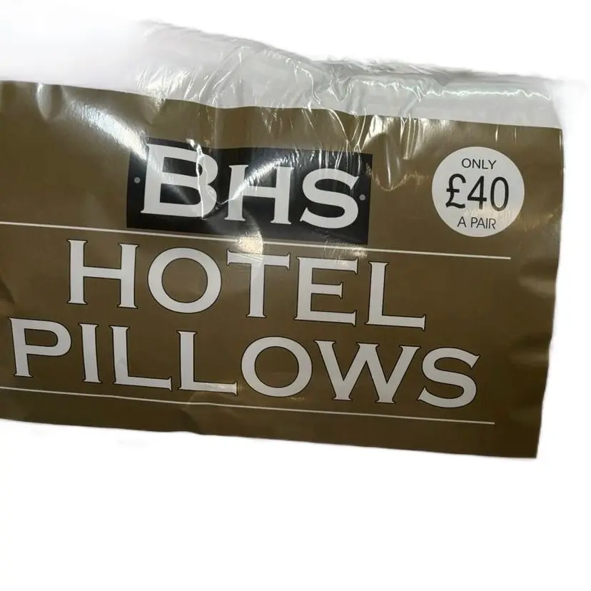 BHS Stripe Bounce Back Pillows - Twin Pack, Hotel Quality, Cotton Breathable, Tufted Machine Washable, Medium Support white skin-friendly