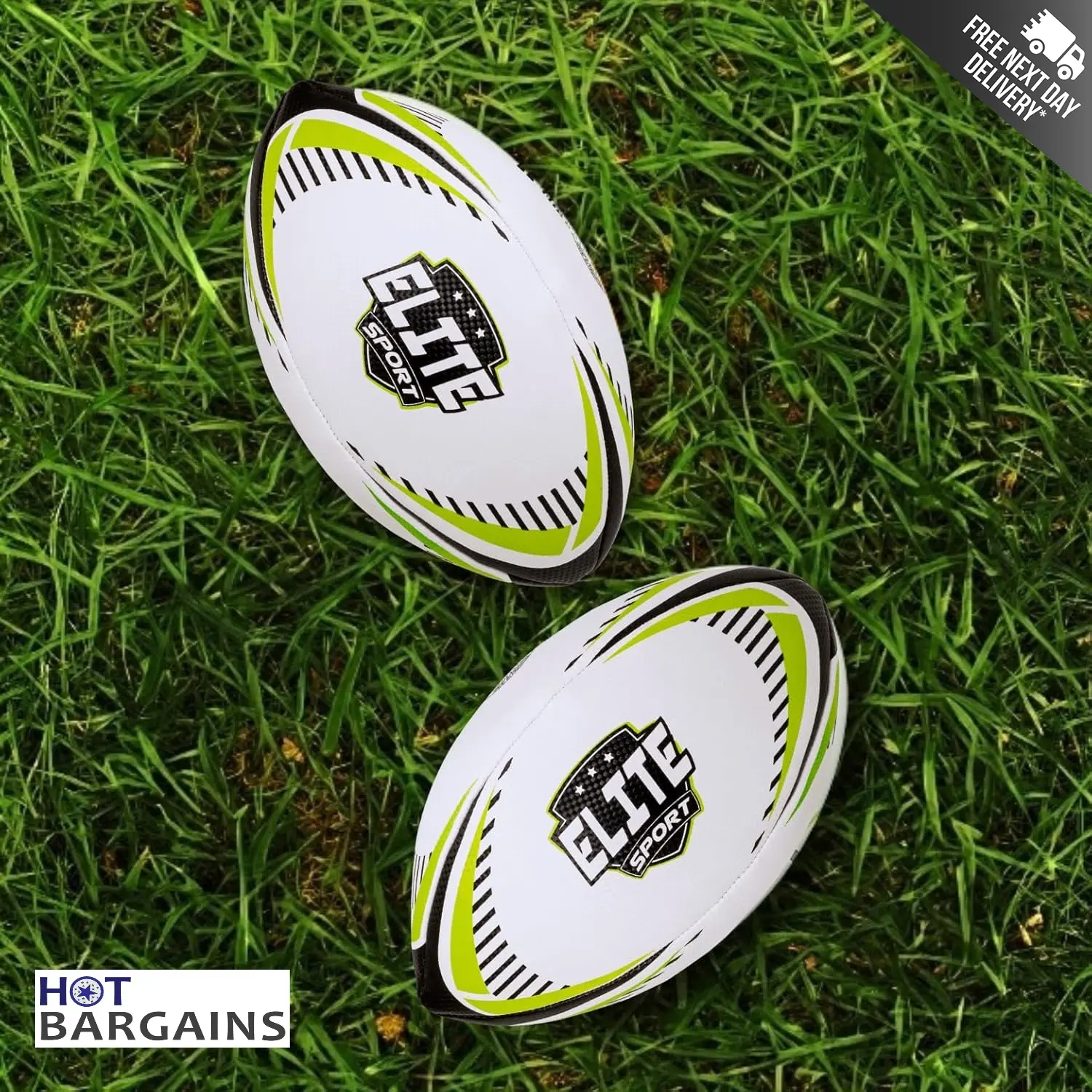 HOT BARGAINS 2 X Rugby Ball Size 5 Ideal for Training & Matches, Suitable for All Grounds and Weather, for Boys, Teens & Bugby Player for all Ages