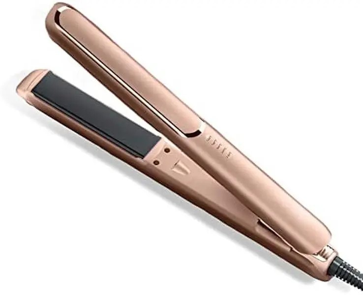 Hair Straightener for Women, Hair Straightener and Curler 2 in 1, Flat Iron Hair Straightener for Travel＆ Hair Styling, with Adjustable Temperature (140-230℃) Gift for Girl＆Women (Rose Gold) Handle Plug Smooth Comfort Storage 0