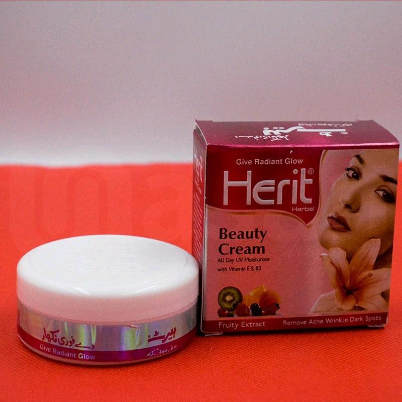 Herit Herbal Beauty whitening Cream for dark spots and All-Day UV Moisturizer with Vitamin E & B3 | 30g | Instant Glow & Anti-Aging Benefits all day lasting and  Comfort Skin Repair Moisturizing Skincare moisturiser Nourishing Soothing Acne Lightweight 1