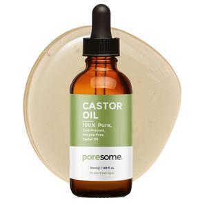 Castor Oil for Hair Growth - Face & Skin - 100% Pure, Cold Pressed Hexane Free Glass Bottle - Poresome