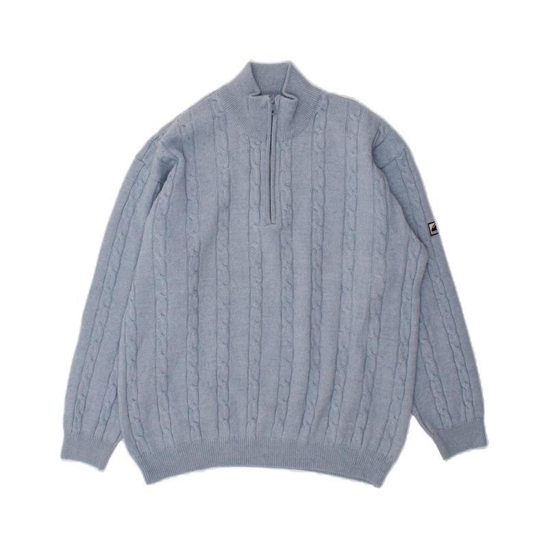 Pre-Owned Vintage NAVIGARE Mens Zip Neck Jumper Sweater Large Blue Acrylic 0