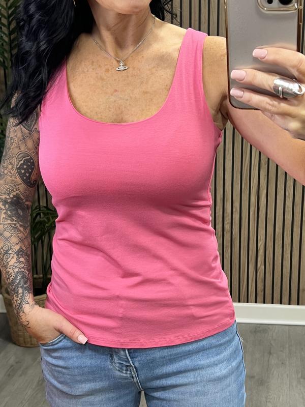 Evie Regular Length  Double Layered Vest Top With Wide Straps, One size 10-16/18, Vest Tops Women, Summer Season, Daily Wear, Women's Wear Comfort Womenswear 7