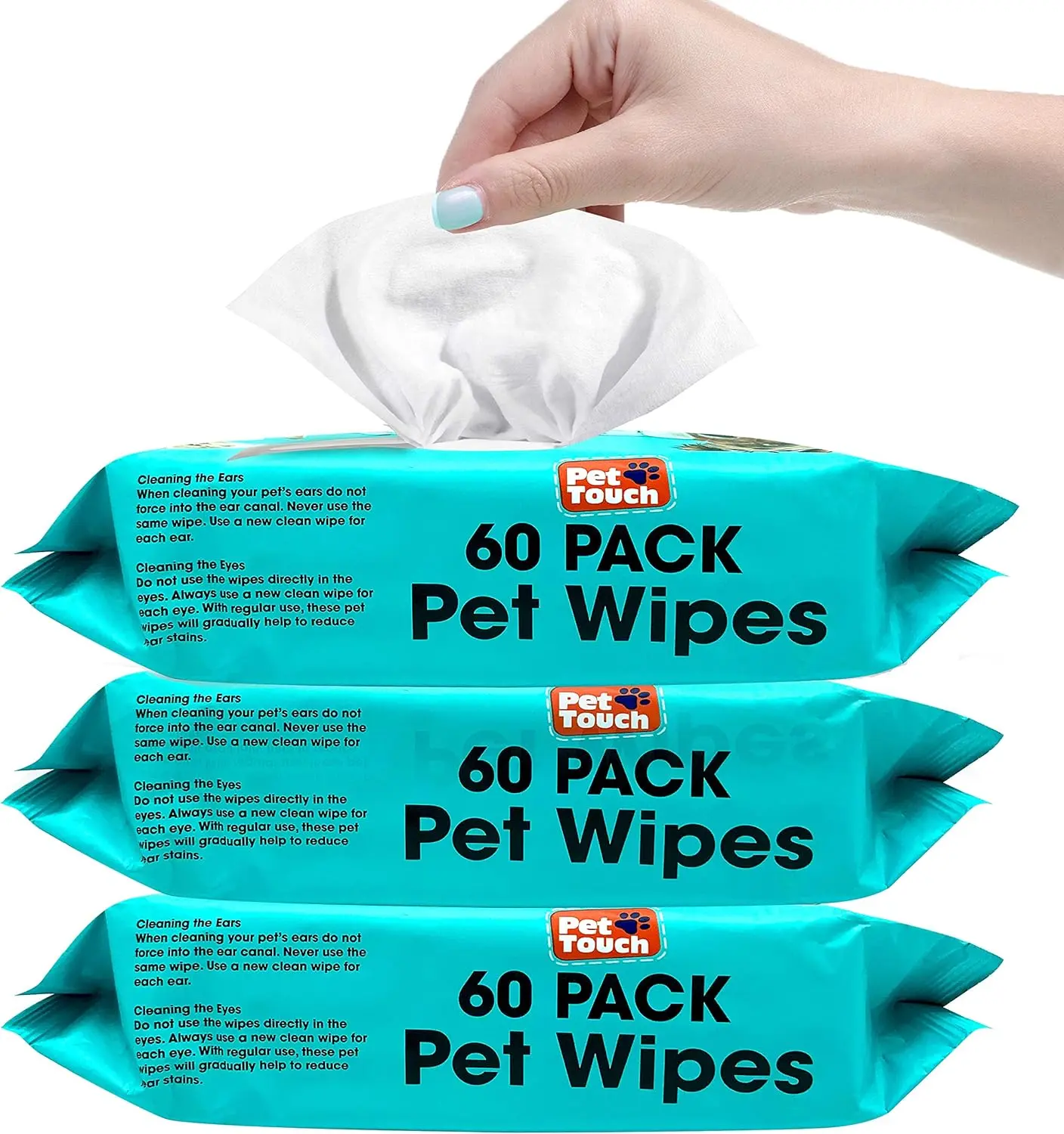 Pet Touch All Purpose PET WIPES for daily Cleaning of your Dogs and Cats Deodorizing ALCOHOL FREE and WET Moist Dog Paw Cleaner & Dog Ear Cleaner Wipes Pack