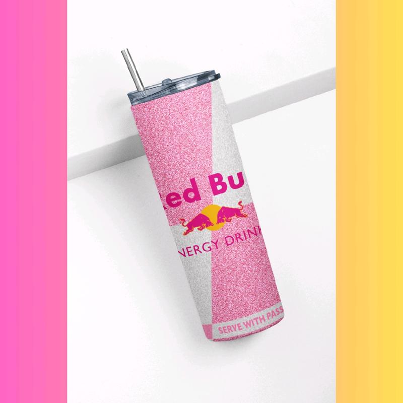Pink Glitter Energy 20oz Tumbler with Metal Straw and Lid 2