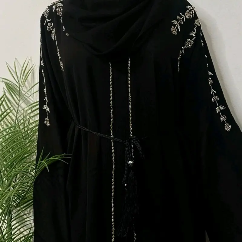 Rida Abaya with Intricate Gold & Silver Embellishments - Essential Party Open Abaya luxury 6