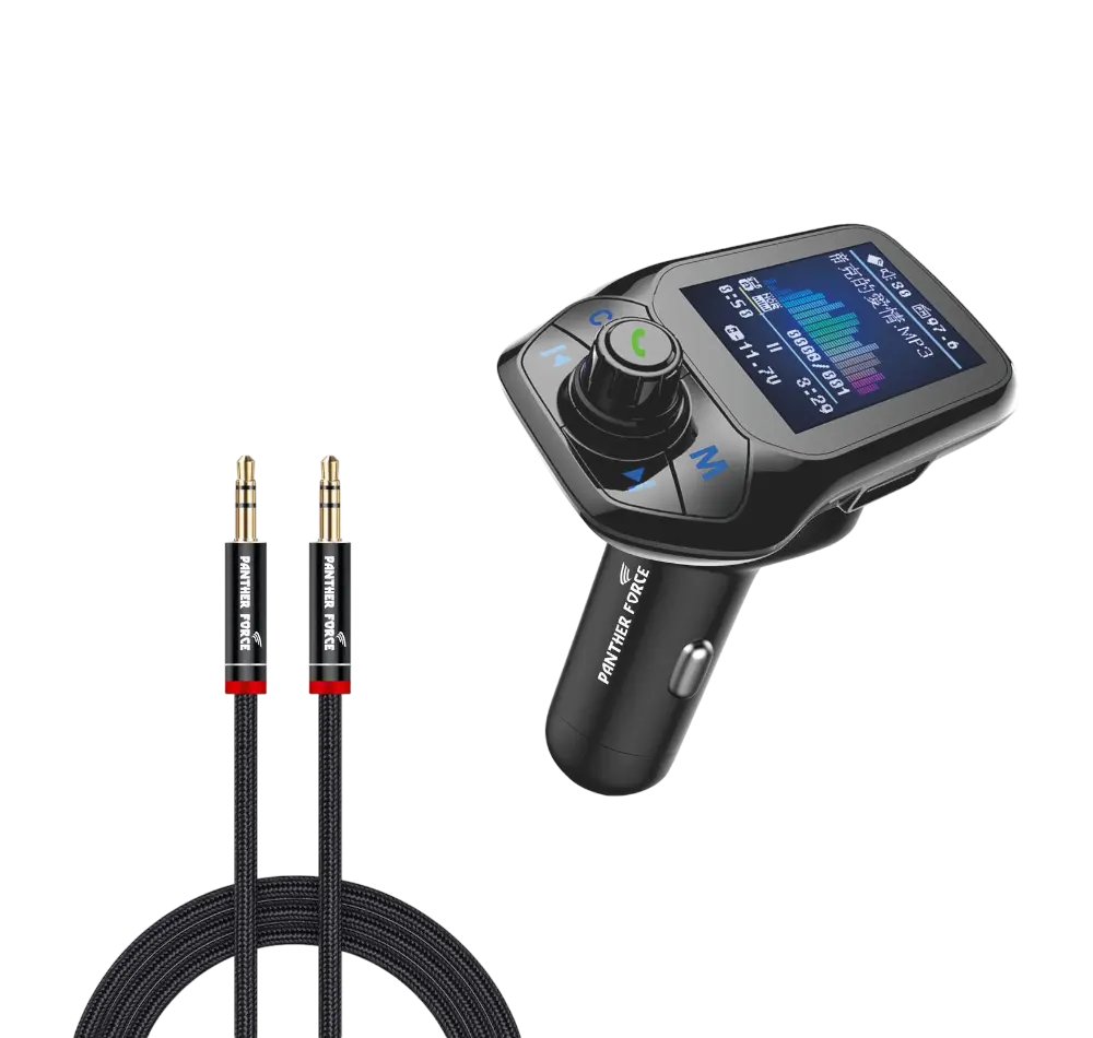 Panther Force FM Transmitter - Car MP3 and Charger - 2.4A - Aux Audio Output (A2DP - 4EDR)