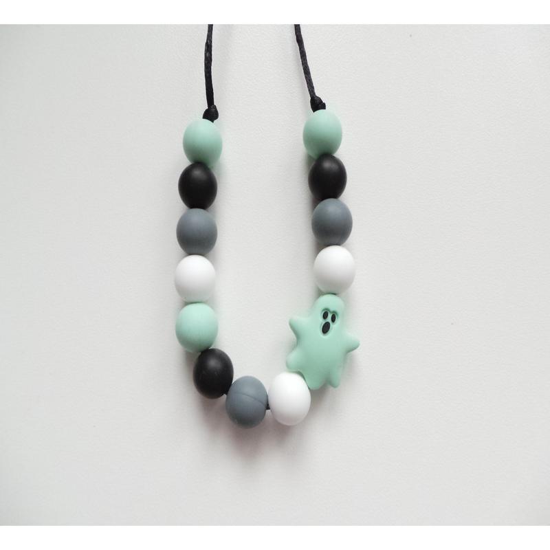 Kids Silicone Necklace - Halloween Mint Ghost 1
