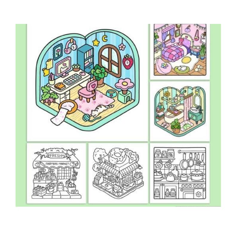 Little Corner: Coloring Book for Adults and Teens, Super Cute Designs of Cozy, Hygge Spaces for Relaxation (Cozy Spaces Coloring) 1