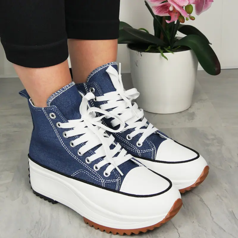 G-12 Women Grip Sole Platform Trainers Classic Lace Up Casual High Top Sneakers 3
