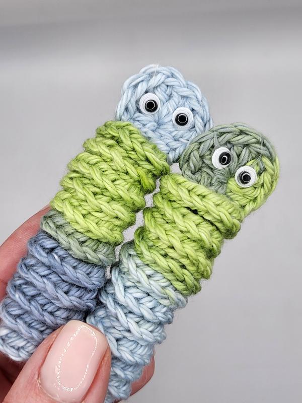 Cotton Crochet Worry Worm. Great for anxiety. Fab for blazer pockets. 3