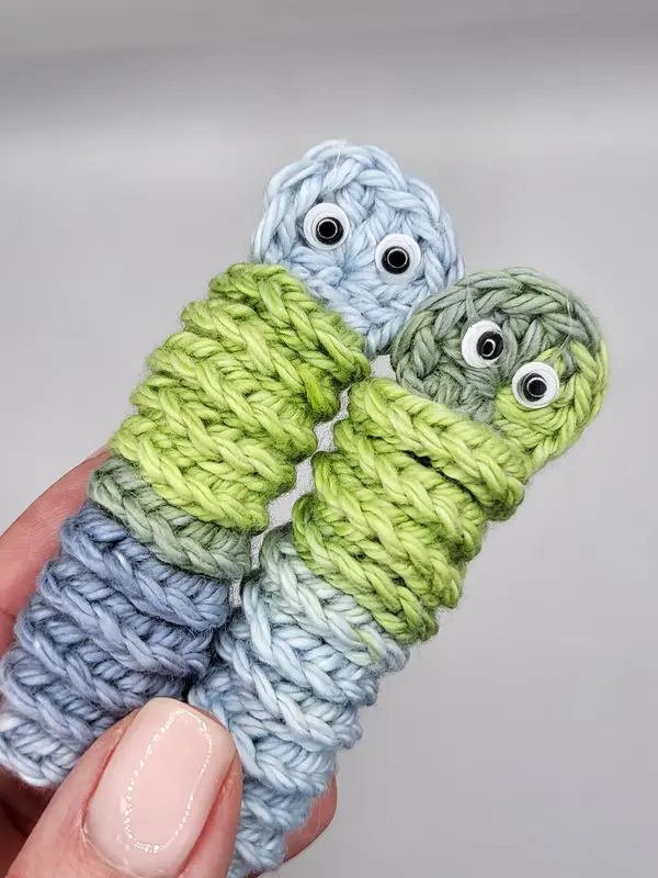 Cotton Crochet Worry Worm. Great for anxiety. Fab for blazer pockets. 3