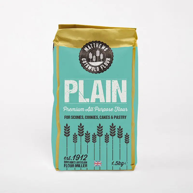 Matthews Cotswold Premium Plain Flour | Plain White All Purpose Flour for Everyday Baking | Fine Unbleached Flour | Specialty | Artisanal | Milled In Britain from Soft Wheat | For Baking Scones, Cookies, Cakes, Biscuits, and Pastry | 1.5kg Bag (Pack of 5) 3