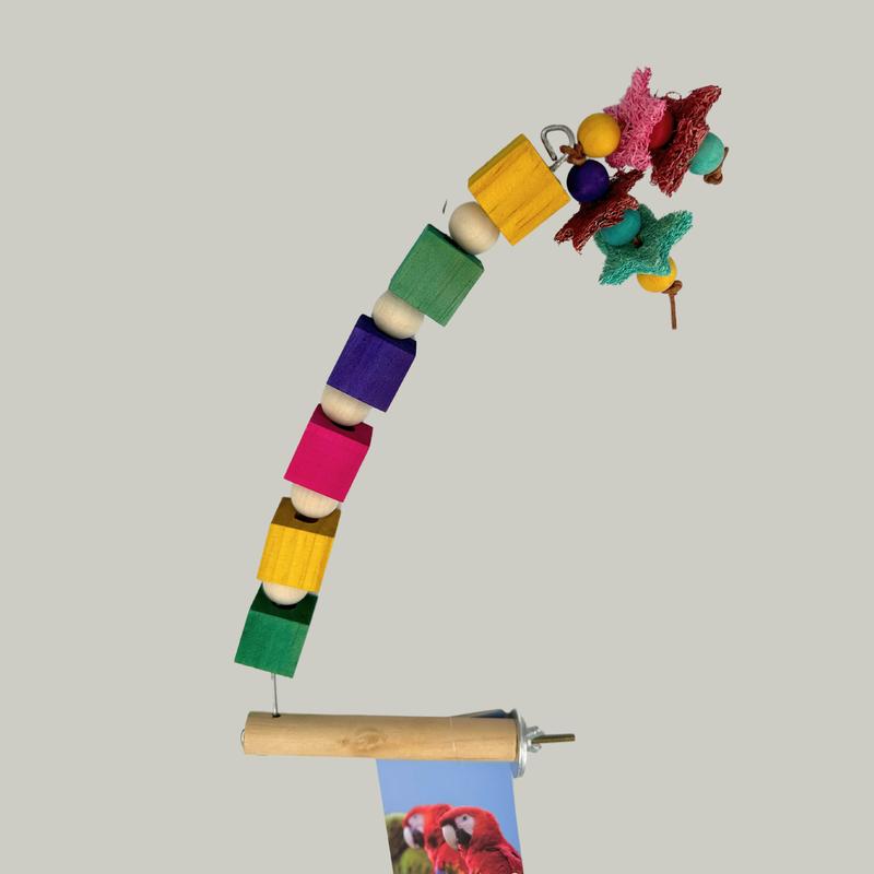 999  Block & Bead Perch Wood Large Parrot Birds Toys Budgie Cockatiel Chew Hanging Swing 1