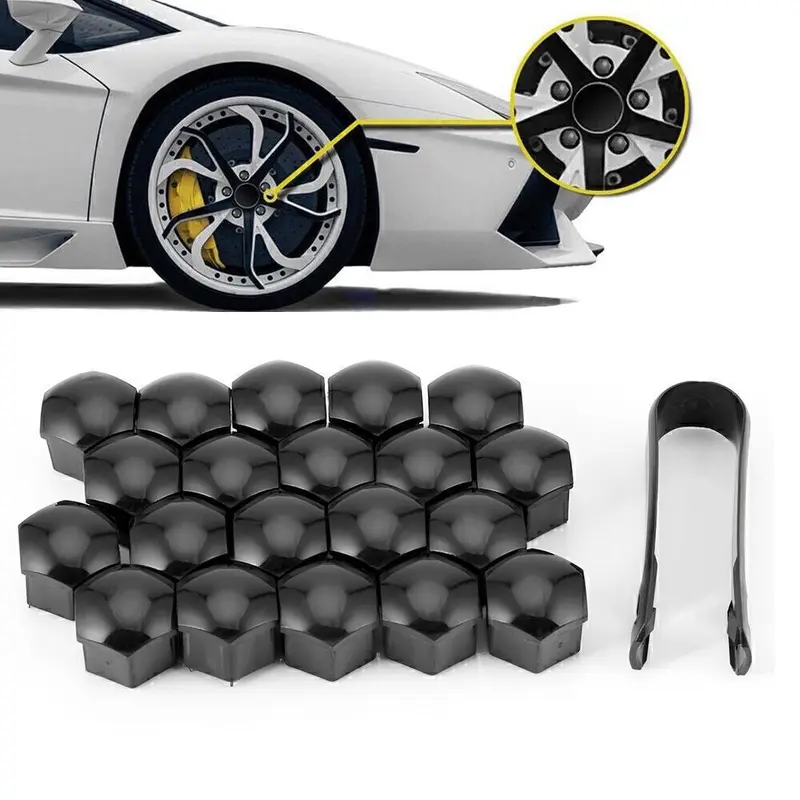 20PCS Car Wheel Nut Caps 17mm Black Wheel Tire Bolt Protect Cover Tire Dustproof 3