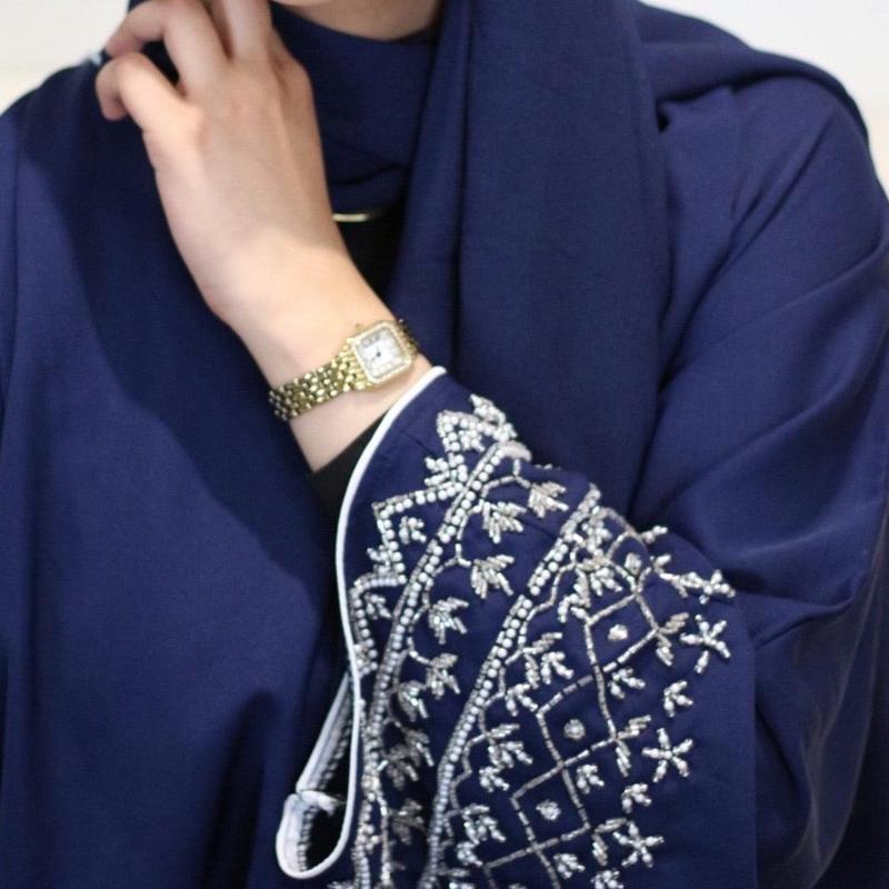Amira Abaya - MAYLEES Detailed Sleeve Embellished Full-Length Women's 3-Piece Button-up Set Sizes 50-60 plain muslim party essential handmade soft fabric eid outfits glam regular sleeve casual traditional minimalist hijabis crew neck luxury 8