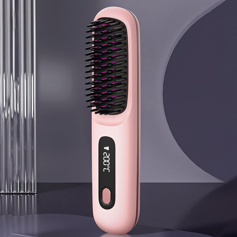 Cordless Hair Straightener Brush, Portable Negative Ion Hot Comb Long Battery Life with USB Rechargeable Feature Fast Heating 3 Temp Settings Anti-Scald, 20Mins Auto-Off, for Travel Comfort 7