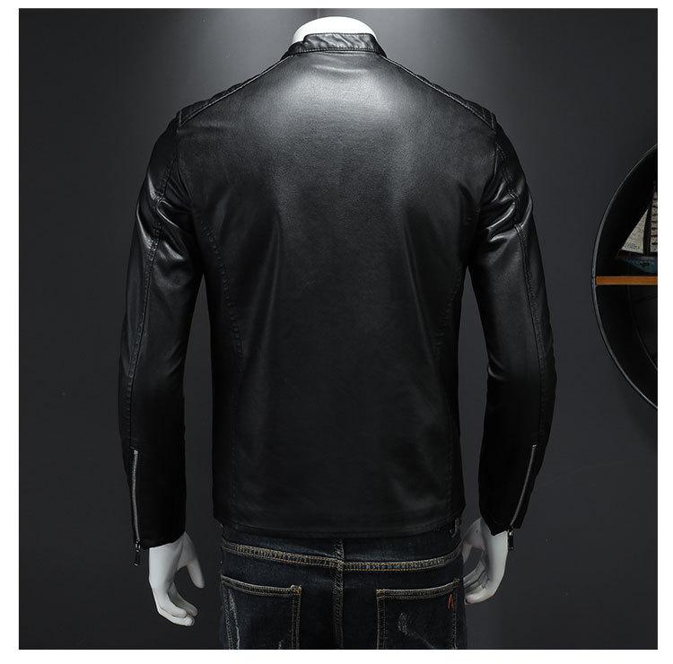 Product Introduction of New fall plus-size stand-up collar leather men's coat trend slim men's casual leather jacket 11
