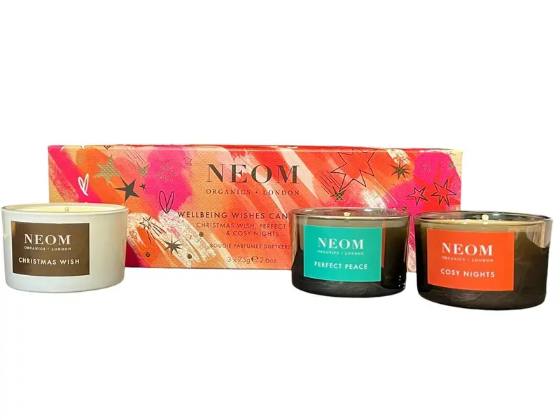 Neom Wellbeing Wishes Candle Trio 75g - Present/Gift Trio Decor Floral Scented Woody Freshener Decoration 0