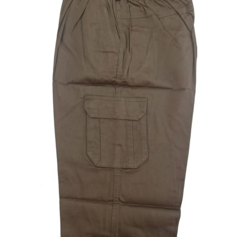 Mens 3/4 Cargo Shorts Elasticated Waist Modest Wear Three Quarter Below Knee Long Multi Pockets Pants. Plain Casual 4