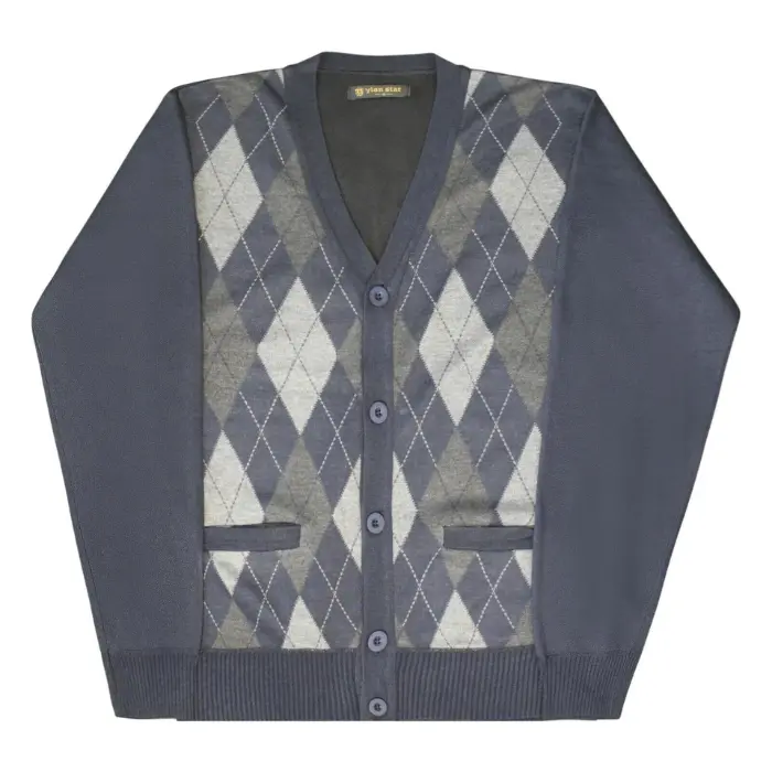 Men's Argyle V-Neck Button-Up Cardigan Mens long sleeve sweatshirt sweater top With Pockets(P1516) Clothing Knitwear Menswear Acrylic Casual Classic Medium Slim Fit Stretch Gamis