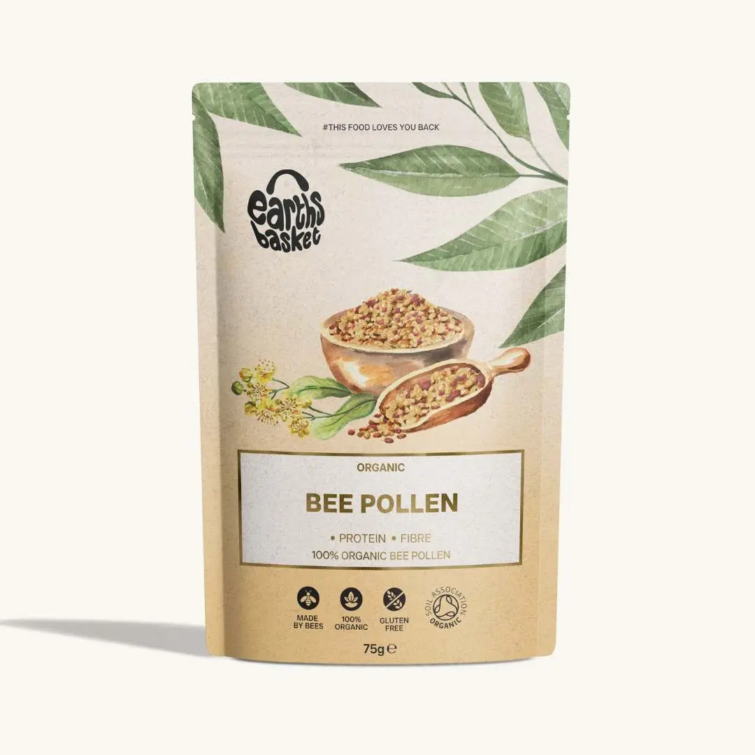 Earths Basket Organic Bee Pollen 75g Natural Sweet Flavor Honey