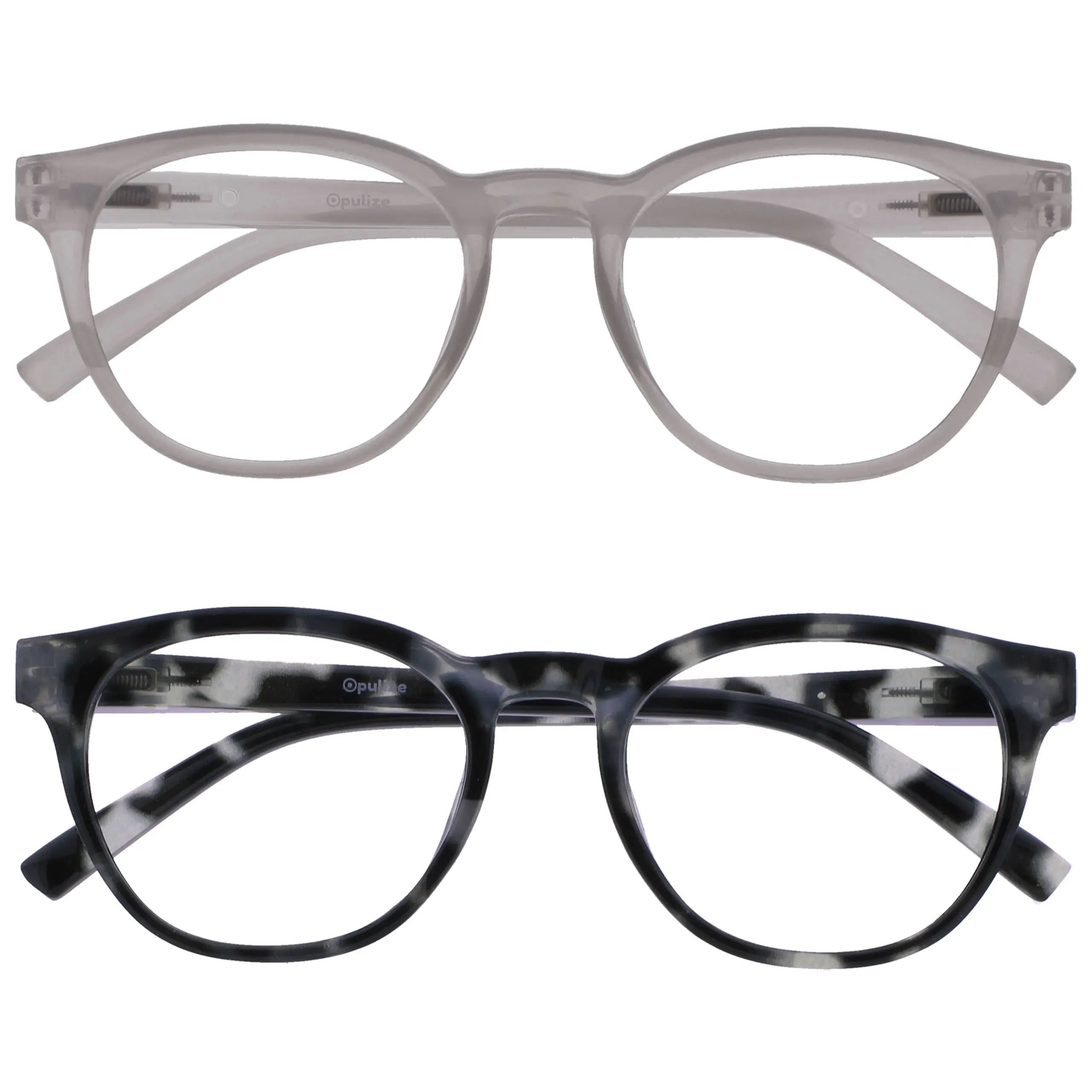 Opulize Blu Blue Light Blocking Glasses 2 Pack Round Frame Ice/Black Tortoise Unisex Sunglasses