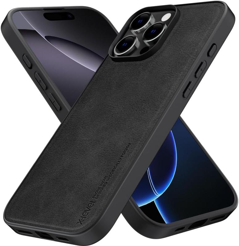 Leather Slim Case For IPHONE 11 12 13 14 15 16 Pro max Cover Military Grade Drop Protection, Non - Slip Anti - Fingerprint Soft PU Leather Scratch-Resistant Back Shockproof Mobile Phone Case Durable Protective Cellphone Casing 4