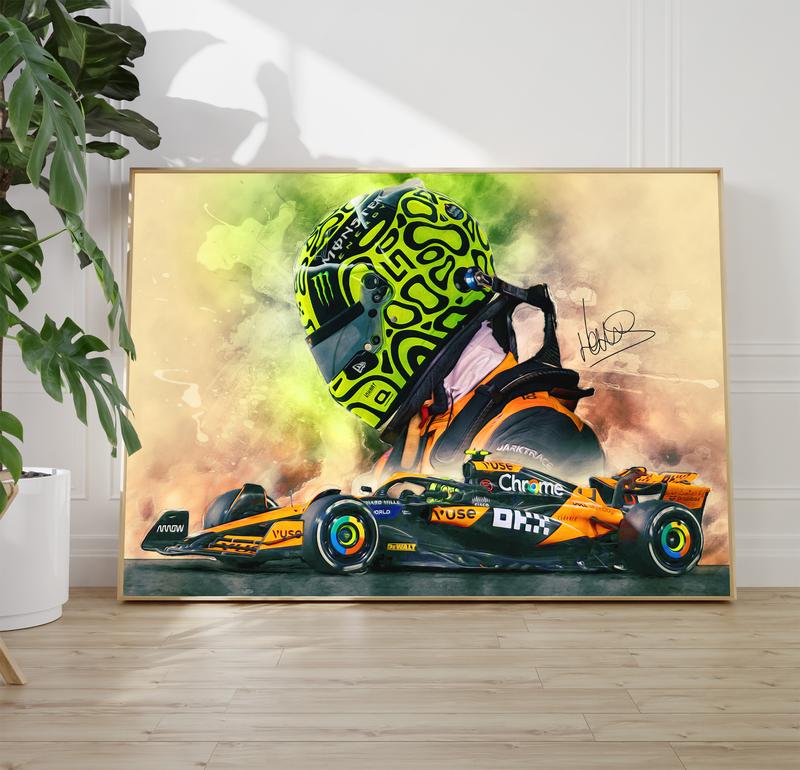 Lando Norris 2024 F1 Poster Print, Signed Reproduction, Formula One Wall Art - PRINT ONLY - FRAME NOT INCLUDED 1